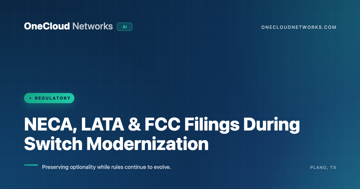 NECA, LATA, and FCC filings during switch modernization — OneCloud Networks
